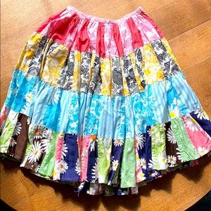 VINTAGE hand sewn full patchwork skirt S